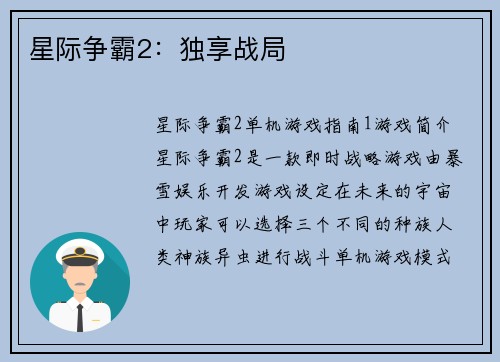 星际争霸2:独享战局